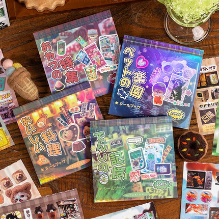 TIANZI 20 Sheets PET Die cut Stickers book Retro Cartoon Decorative handmade Scrapbooking Material Japanese Stationery Supplies