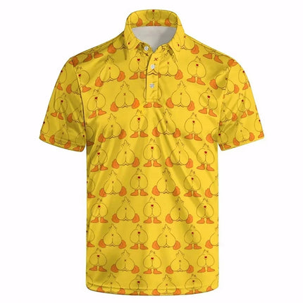 Hawaiian 3D Cute Animal Rubber Duck Printing Polo Shirt For Men Funny Duck Graphic Polo Shirts Kid Fashion Streetwear Polos Tops