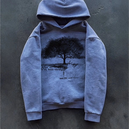 Summer New Printed Pocket Less Sweatshirt Long Sleeved Pullover Hoodie Retro Jacket Street Wear Y2K