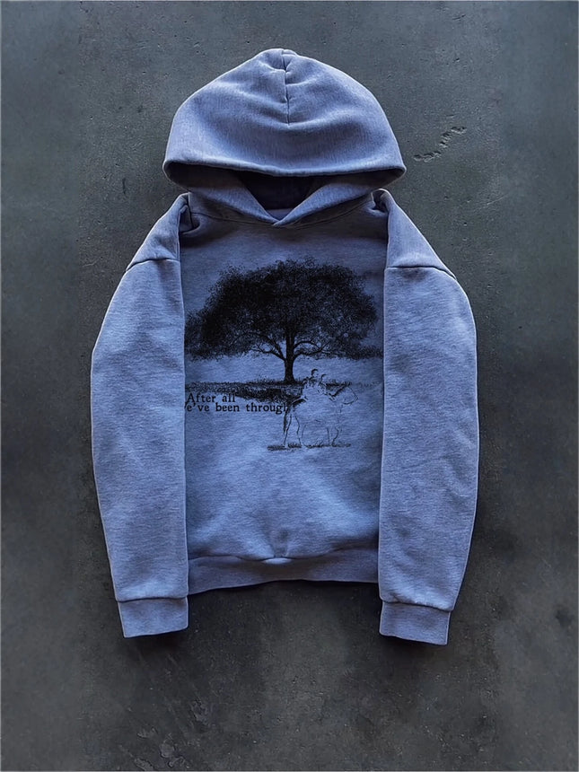 Summer New Printed Pocket Less Sweatshirt Long Sleeved Pullover Hoodie Retro Jacket Street Wear Y2K