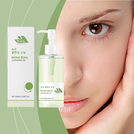 Hanchobit Mung Bean Cleansing Oil Control Deep Pore Cleanser to Remove Blackheads Sensitive Skin Care Facial Makeup Remover Oil