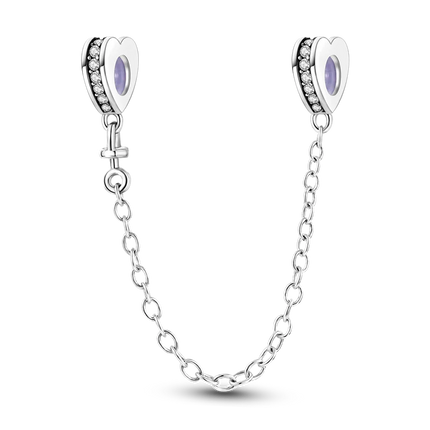 Sparkling Clear Silver Safety Chain 925 Sterling Silver Safety Chain Charm Beads Fit Original Bangle Bracelet DIY Jewelry