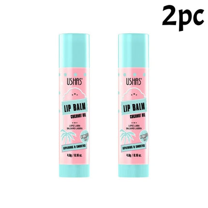 2pcs Coconut Oil Lip Balm Deep Moisturizing Lipstick Natural Plant Essence Lipbalm Prevents Chapped Lips Care for Dry Lips