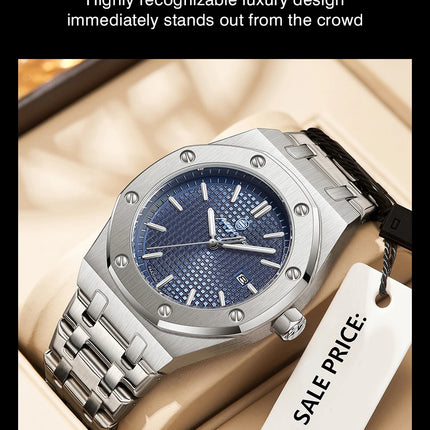 PAAZOMU Luxury Square Men's Quartz Watch Waterproof Luminous Date Men's Watch High Quality Stainless Steel Business Men's Watches