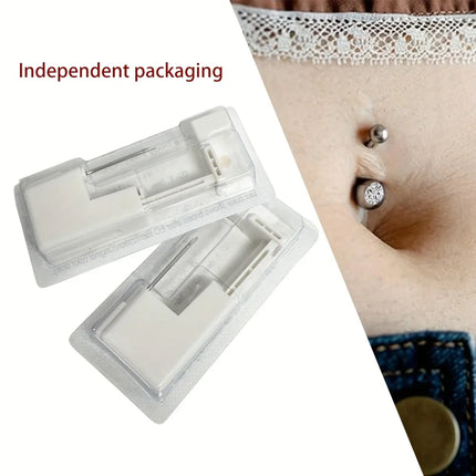 Stainless Steel Navel Piercing Kit with Alcohol Pad Disposable Piercing Tool for Belly Button Jewelry Body Piercing Kit