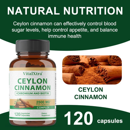 Ceylon Cinnamon Complex 2500 Mg - with Chromium and Biotin Extracts - Immune Support, Digestive Support, and Overall Well-being