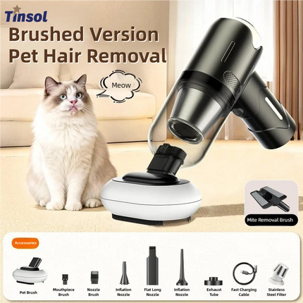 TINSOL 6-in-1 Pet Vacuum Cleaner 11000PA Car Vacuum Strong Suction Wireless Portable Home Pet Hair Dust Vacuum Cleaner