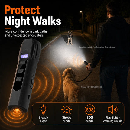 Dog Repeller Portable Ultrasonic Deterrent Handheld Anti-barking 3in1 Dog Training Device Repel Animals Pets Dog Trainer