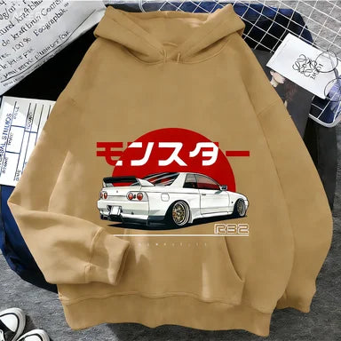 2025 Jdm Style Printed Hoodie Unisex Men Women Casual Fashion Hooded Pullover Sweatshirts Long Sleeves Y2k Streetwear Clothing