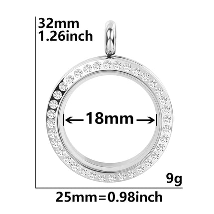 1Pc Stainless Steel Openable Glass Coin Bezel Cremation Urn Locket Pendant Round Reliquary Picture Medaillon кулон Jewelry