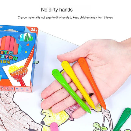 12/24/36 Colors Non-dirty Hand Plastic Crayons Washable Erasable Color Crayons for Children’s Painting School Office Supplies