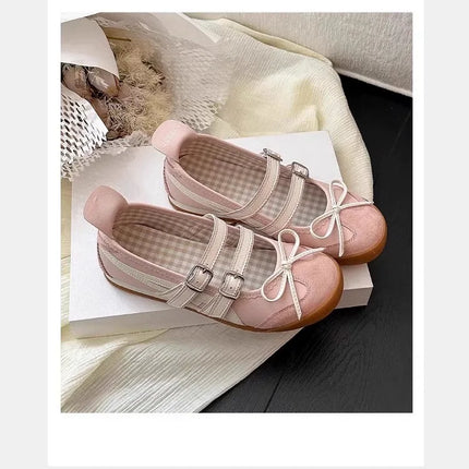 Women Flats Bow Ballet Dance Mary Jane Shoes Summer Sandals 2024 Fashion New Brand Dress Designer Casual Shallow Zapatos Mujer