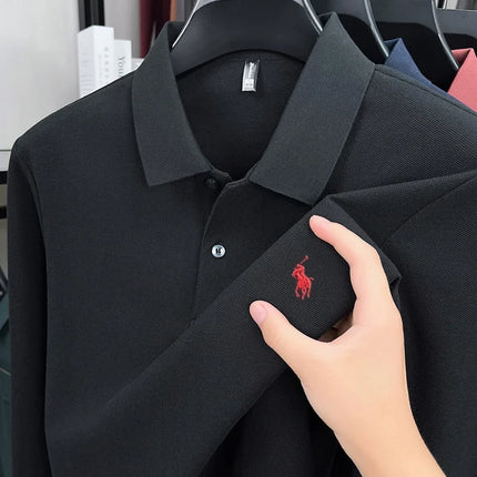 100% cotton fashionable spring autumn new Paul brand embroidered T-shirt men's comfortable skin-friendly long-sleeved polo shirt