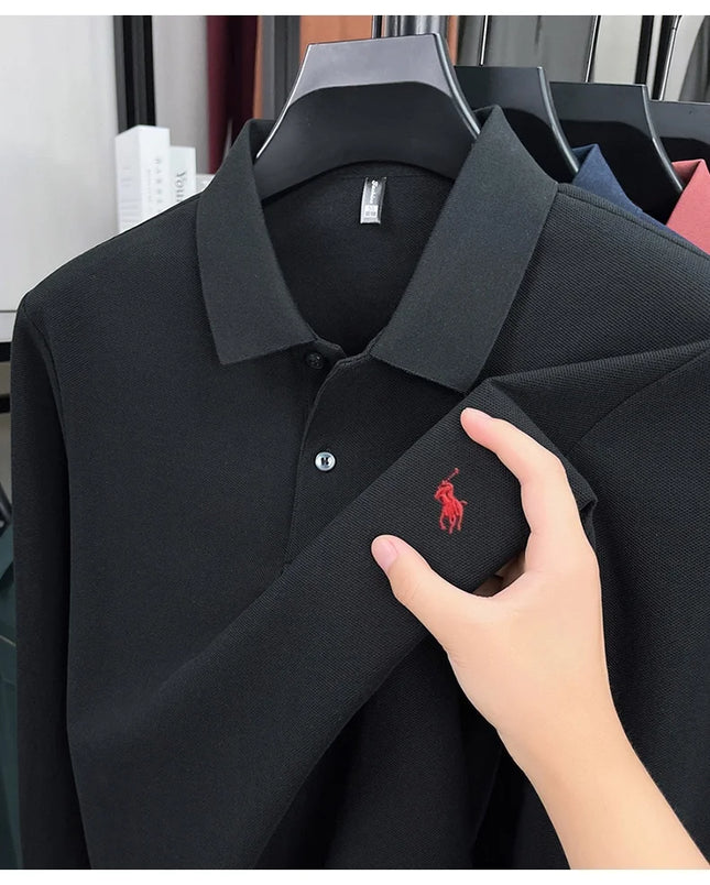 100% cotton fashionable spring autumn new Paul brand embroidered T-shirt men's comfortable skin friendly long sleeved polo shirt