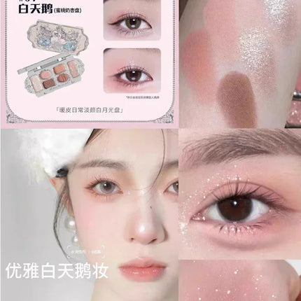 Flower Knows Swan Ballet Series Makeup 6 Color Eyeshadow Palette Matte Pearl Face Palette Glitter Palette Cosmetics