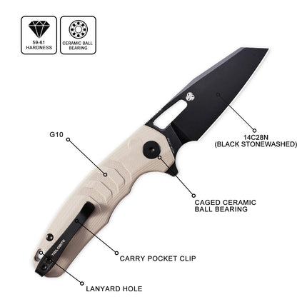 Petrified Fish PFE17 Trilobite Folding Knife 14C28N Blade Handle G10 Foldable Pocketknives Fishing Survival Tool Outdoor Camping