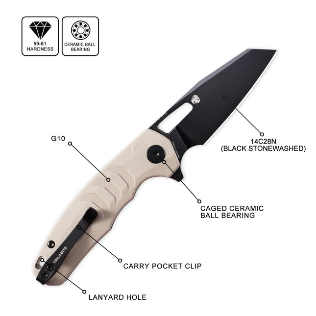 Petrified Fish PFE17 Trilobite Folding Knife 14C28N Blade G10 Handle Foldable Pocket Knives Fishing Survival Tool Outdoor Camping