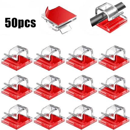 50PCS Cable Organizer Clips Wall Mounted USB Charging Data Line Bobbin Winder Cord Holder Wire Manager Cable Management Hook