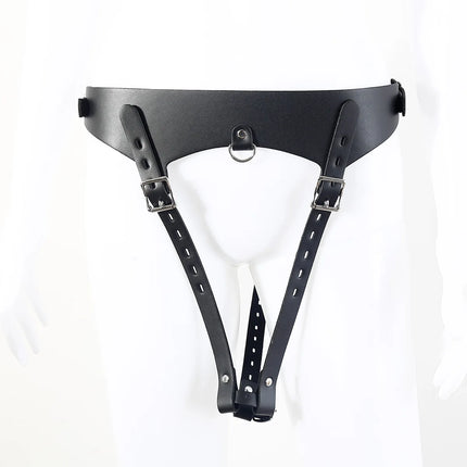 Adjustable Leather Chastity Panty Harness BDSM Bondage Restraint Gear Adult Sex Toy for Women Men Fetish Role Play Accessory