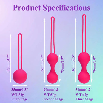 Kegel Trainer Balls 3-Piece Set Vaginal Dumbbells Postpartum Recovery Pelvic Floor Tightening for Female Exerciser