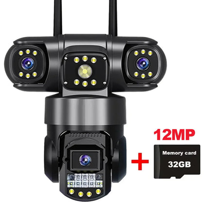 16X ZOOM WiFi Camera 20MP Four Lens Outdoor 6K 12MP IP66 Waterproof Night Vision Two-Way Intercom CCTV Video Surveillance