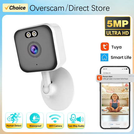5MP Tuya Smart Mini WiFi IP Camera Indoor Wireless Compact Camera Home Security Two-Way Audio CCTV Surveillance Block Camera
