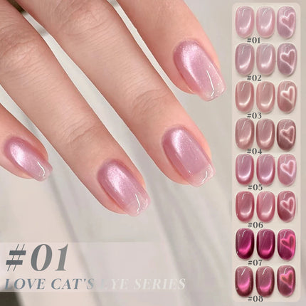 MIANEL 12ML Burning Love Cat Eye Gel Polish 2025 New Arrival - Brightening Dragon Fruit Pink with Glass Bead Cat Eye Nail Art