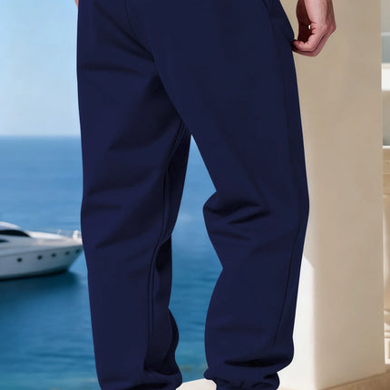 France Flag Prints Sweatpants Mens Winter Loose Trousers Basics Comfortable Fleece Warm Jogger Pants Casual Pocket Male Clothes