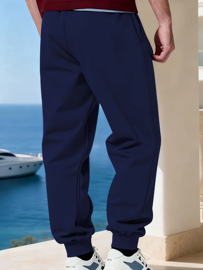France Flag Prints Sweatpants Mens Winter Loose Trousers Basics Comfortable Fleece Warm Jogger Pants Casual Pocket Male Clothes