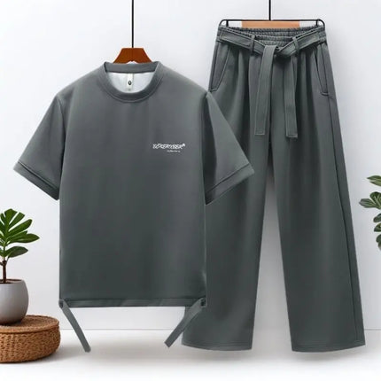 Men Sportswear Set Fashion Casual Trendy Pants Tee Outfit