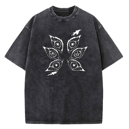 Japanese Anime Demon Slayer Printed Washed T-shirt Men Manga Casual T-shirts Harajuku Male Cotton T-shirt