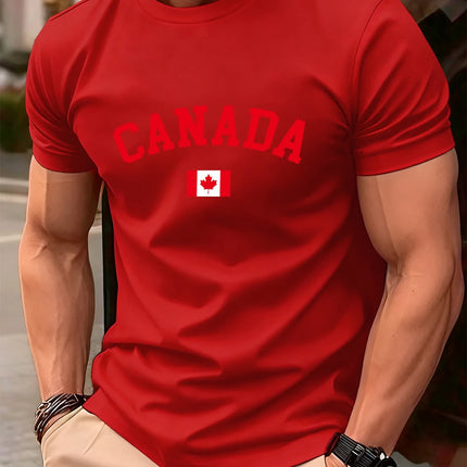 Canada Text With Flag Printed Cotton T-Shirts Men's Summer Short Sleeve T Shirt Soft Oversized O-Neck Tops Basic Men's Clothes