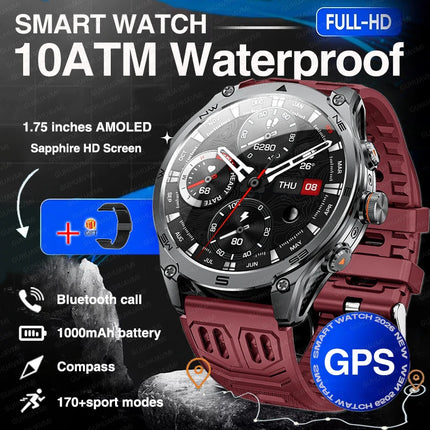 2026 New Built-in GPS Military Smart Watch Compass Barometric Altimeter 10ATM Waterproof Sports 1000mAh Battery Smartwatches Men