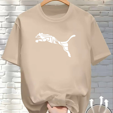 New Summer Luxury Men's Fashion Fox Leopard Print T-shirt Crewneck Casual Trend Y2K High-end High Quality Fitness Sports T-shirt