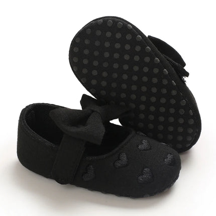 Spring and Autumn Embroidered Peach Heart Step Bow-knot Baby Shoes 0-1 Year Old Hand held Male and Female Baby Soft Bottom
