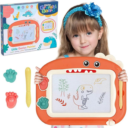 Little Genius Painter Magnetic Drawing Board Green, BPA-free Toddler Doodle Toy, Dinosaur Educational Kids Art Pad