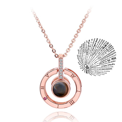 Love Heart Necklace 100 Languages I Love You Projection Pendant Jewelry For Mom Girlfriend Birthday Christmas Romantic Gifts