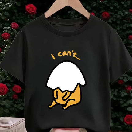 Cute Kawaii Gudetama T-Shirt For Kids Boys Girls Summer Cartoon Crew Neck Fashion Street Casual Wear 3-14 Years