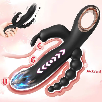 3 In 1 Dildo Rabbit Vibrator for Women G-Spot Orgasm Masturbator Anal Plug Clitoris Stimulator Female Masturbation Sex Toys 18+
