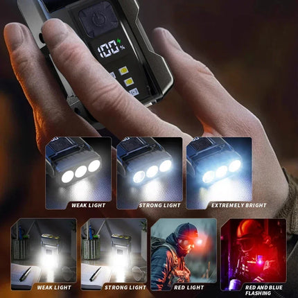 Multifunctional Mini Charging Flashlight Led Bright EDC Torch Magnetic Cap Clip Lamp Flash Light Outdoor Camping Fishing Tools