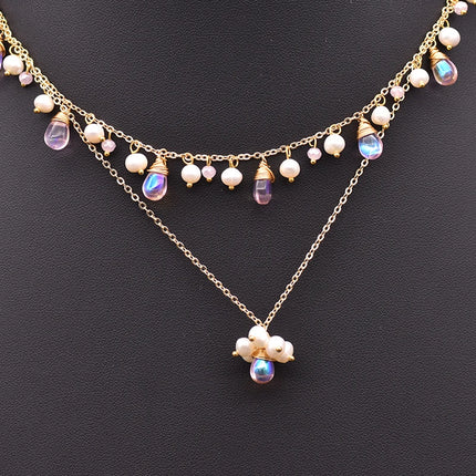 Natural Freshwater Pearl Coloured Pendant Necklace Women American Vintage Style Luxe  Fine Jewellery Customizable Gift For Wife