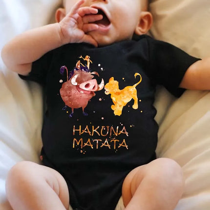 Cartoon HAKUNA MATATA The Lion King Printed Baby Clothes Onesies Funny Infant Bodysuit Short Sleeve Jumpsuit Outfits