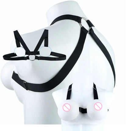 QKKQ Erotic Bra With Nipple Clamp Chest Binder Breast Bondage Belt Bust Bandage For Women Men Chest Teating Pleasure Sex Toys