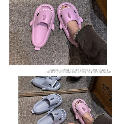 New Shark Slippers for Women Men Shoes Shark Flip Flops Beach Slides Female Home Slipper Bathroom Non-Slip Thick Sandals Couples