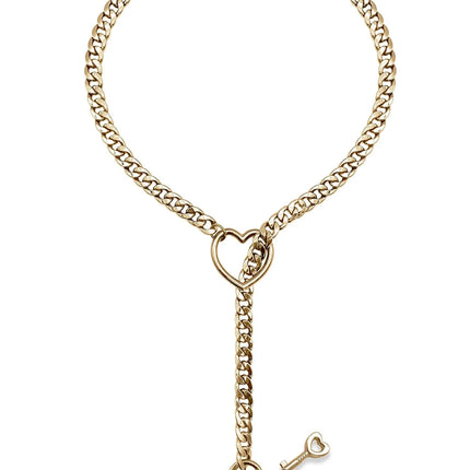 60cm Neck Collar Padlock Chain Necklace Heart O-Ring With Key BDSM Sex Toys For Women Bondage Restraints Erotic Accessories