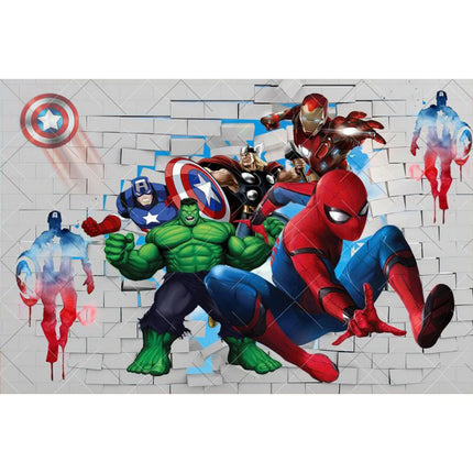 Avengers Backdrops Children Birthday Decoration Custom Text Superhero Photography Background Spider-Man Captain America Iron Man