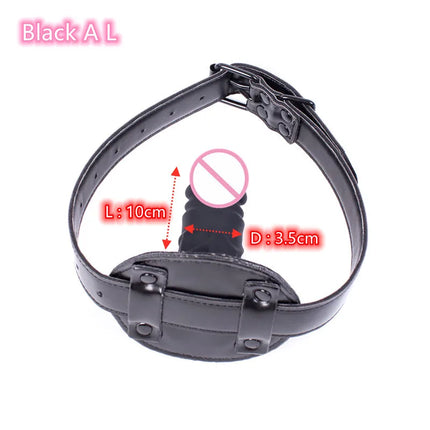 Fetish Bondage Sex Toys of Silicone Penis Plug with BDSM Slave Restraint Open Mouth Gag for Women Adult Game Intimate Goods
