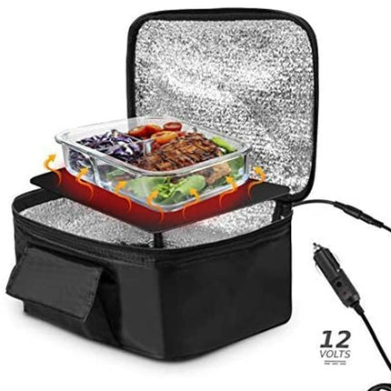 B82B-Portable Food Warmers Electric Heater Lunch Box Mini Oven 12V Car Power Black