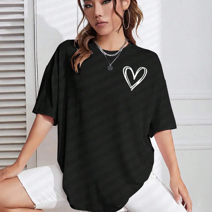 Simple Love Printed Womens T Shirts Summer Breathable Clothes Casual Fashion Short Sleeve Street Oversized All Match T-Shirts