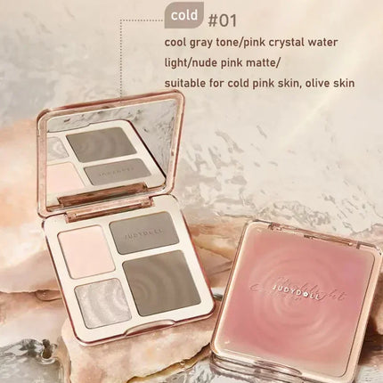 Judydoll Highlighter Contour Bronzer Palette Nude Makeup Natural Facial 3D Nose Shadow Long-Lasting Waterproof Cosmetics Makeup
